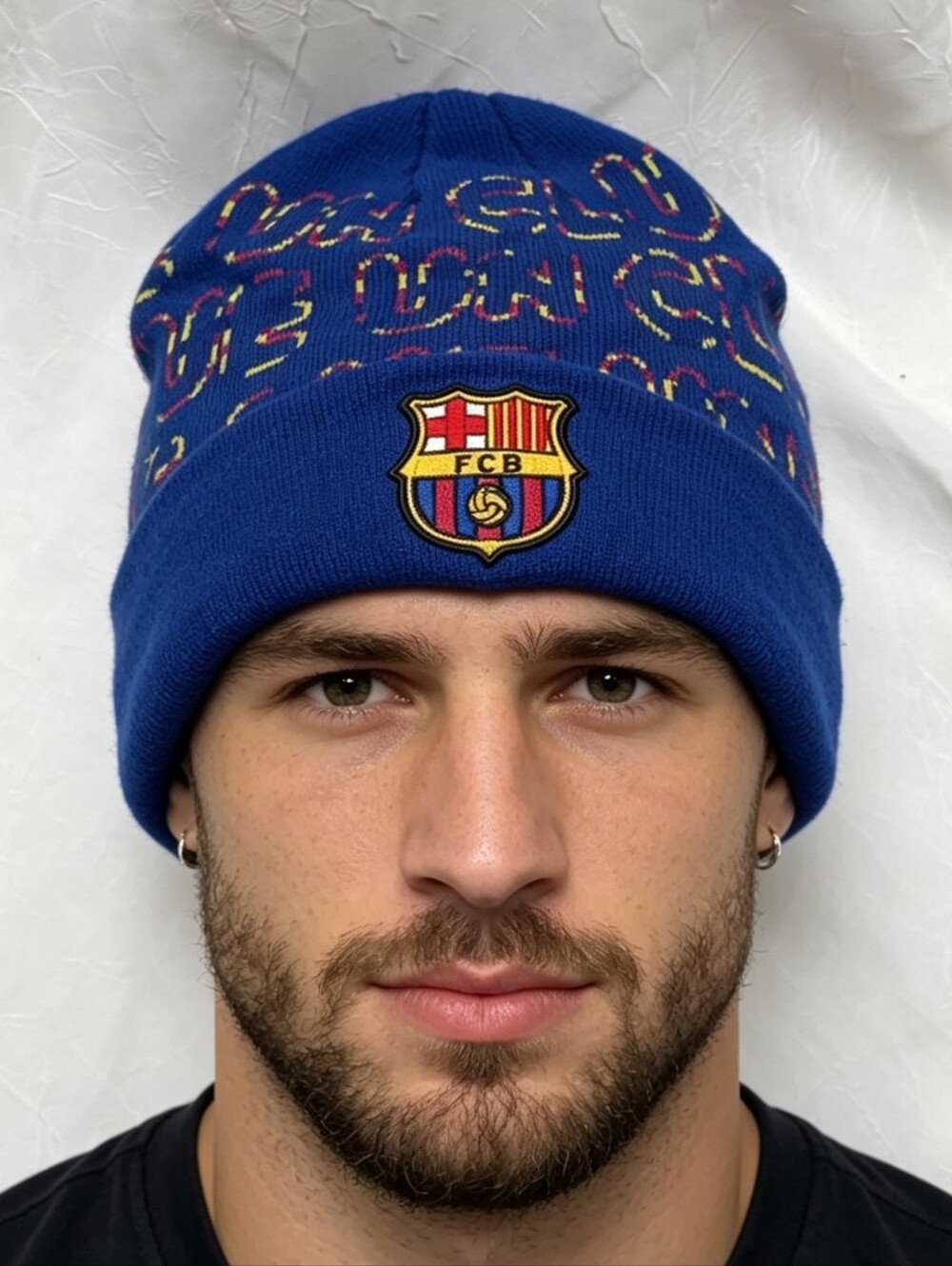 FC Barcelona Beanie Hat Blue Knit Soccer Football Club Barca Winter Toque OS